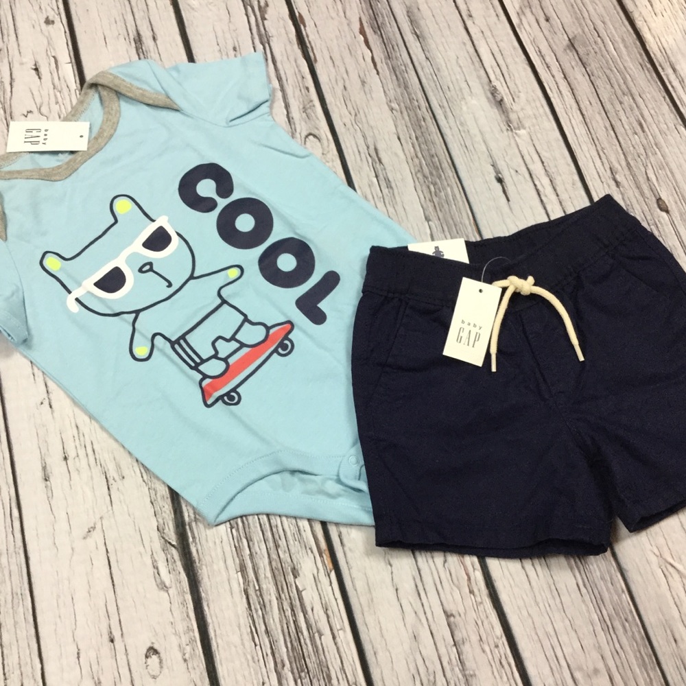 Gap Boys 3 6 12 18 24 Month Cool Top & Shorts - Picture 2 of 4